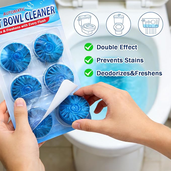 Automatic Toilet Bowl Cleaner Tablets - Long-Lasting Bathroom Tank Cleaner for Effortless Cleaning, Stain Prevention & Freshness Up to 15 Days Per Tablet