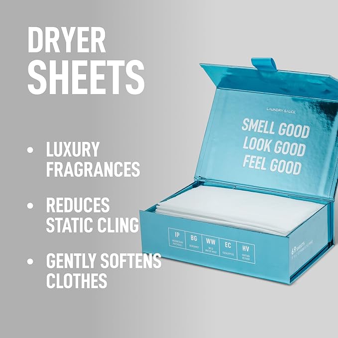 Laundry Sauce - 02 Sets of Luxury Scented Laundry Dryer Sheets Bundle (Australian Sandalwood and Indonesian Patchouli), Premium Dryer Sheets with High-End, Sophisticated Fragrances
