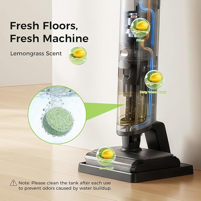 YGY 36 Pack Lemongrass Scent Floor Cleaning Tablets, Compatiable with Tineco iFLOOR, Floor One S3/S5/S6/S7 Wet Dry Vacuum Mop—Deep Clean & Deodorize—Clean Machine,Individually Wrapped