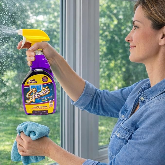 Sparkle Glass Cleaner Refill 1 Gallon (128 Fl Oz) – Ammonia-Free Heavy Duty Streak-Free Formula for Windows, Mirrors & Glass (Pack of 6)