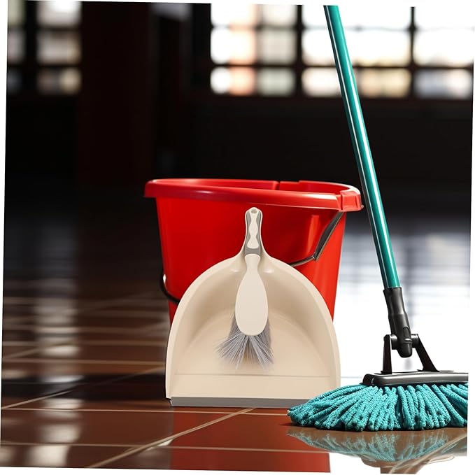 1Set Kitchen Desktop Cleaning Brush Broom Dustpan Kit Ergonomic Home Cleaning Accessory Durable and Flexible Bristles for Easy Dust Removal White