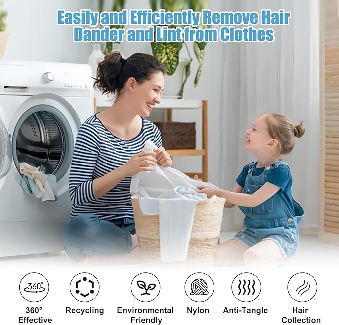 12 PCS Pet Hair Remover for Laundry, Reusable Dog & Cat Hair Remover for Laundry, Laundry Pet Hair Catcher for Clothes, Bedding, Won’t Damage Fabrics (Blue)