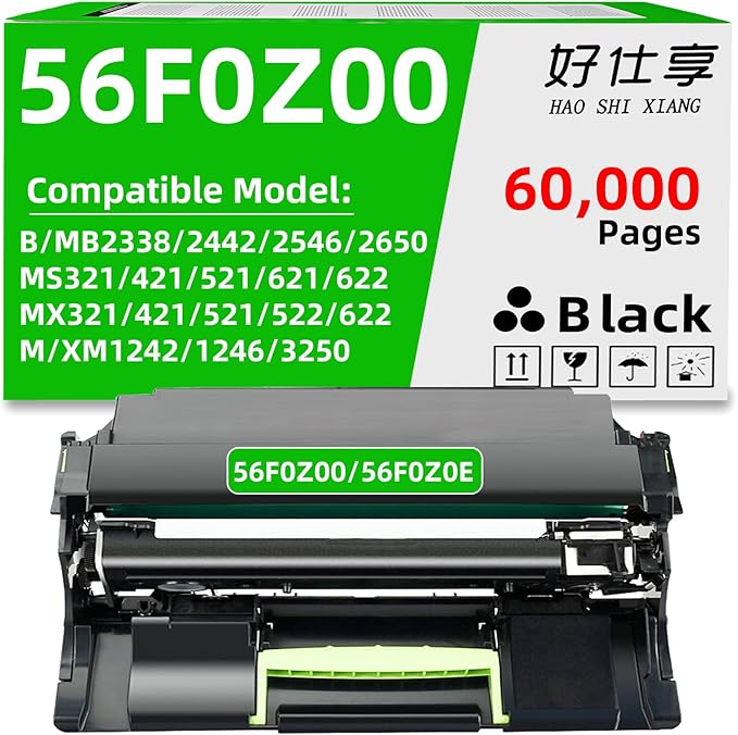 HAO SHI XIANG 56F0Z00 56F0Z0E Remanufactured 56F0ZA0 Imaging Unit Compatible with MS321 MS421 MS521 MS621 MS622 MX321 MX421 MX521 MX522 MX622 B/MB2338/2442/2546/2650 Printer