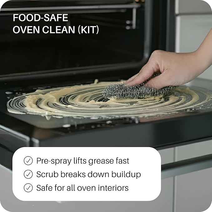 Everneat Oven Cleaning Kit: Natural Oven Cleaner and Kitchen Cleaner | Heavy Duty | Grill, Cooktop, Rack | Fume-free| Non-toxic | Safe to Clean All Ovens (Purify) | Refillable Glass Jar & Bottle