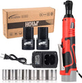 3/8" Cordless Electric Ratchet Wrench Set, 40 Ft-Lbs 16.8V Battery Power Ratchet Tool Kit with Variable Speed Trigger, 2 Packs 2.0Ah Battery, Charger, 7 Sockets