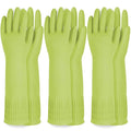 Reusable Waterproof Household Dishwashing Cleaning Rubber Gloves, Non-Slip Kitchen Glove (Green, Large (Pack of 3))