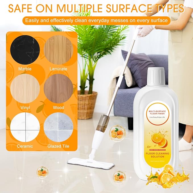 8 Pack 4000ml Floor Cleaning Solution Compatible with Tineco Floor One Ifloor Series Floors Cleaner Refill Solution Wet Dry Vacuum Mops Solutions(Orange Scent)