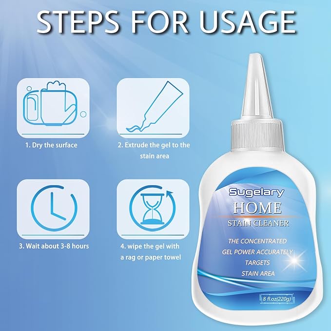 Sugelary Mold Stain Cleaning Gel, 8 fl oz All Purpose Cleaner for Washing Machine Gasket, Grout, Caulk, Shower, Sink, and Bathroom Surfaces