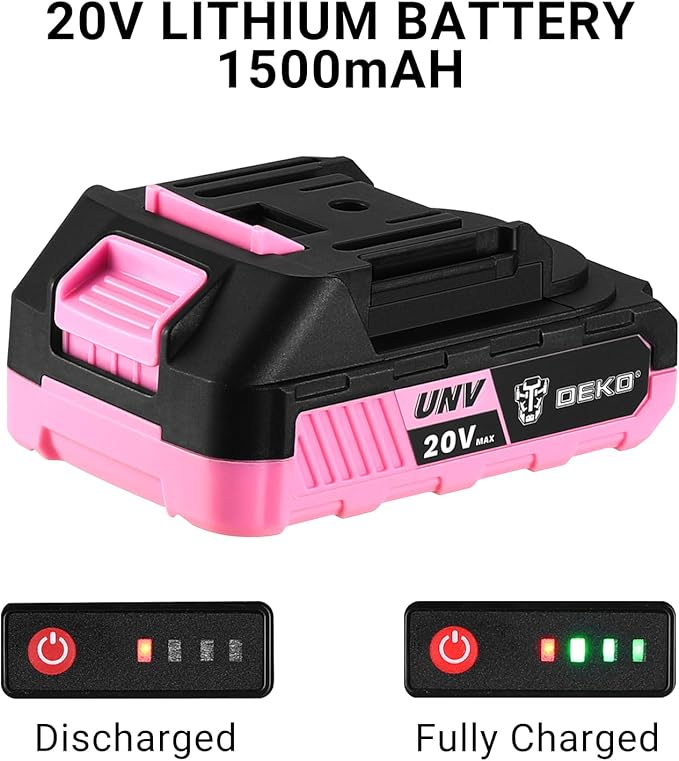 Power Drill Cordless: DEKOPRO'S Pink Cordless Drill 20V Electric Power Drill Set Tool for Women Drills with Battery and Charger 20 Volt Drills Driver Kit