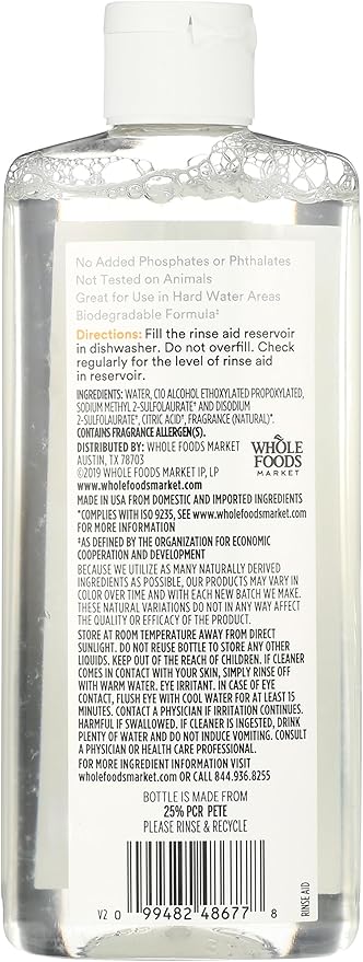 365 by Whole Foods Market, Rinse Aid for Automatic Dishwashers, Wild Orange Scent, 8 Fl Oz