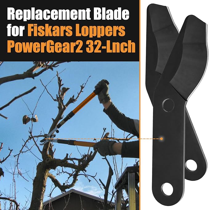 Steel Lopper Replacement Blade for Fiskars 32 Inch Bypass Lopper, 2 PCS Large Pruner Blades for Branch Cutting Gardening Tools, Black