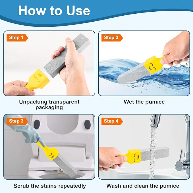 10 Pack Pumice Stone with 2 Handles, Toilet Bowl Cleaner Ring Remover, Pumice Stone for Toilet Cleaning, Bathtub, Grill, Pool, Sinks, Stove Grates - Reusable Scouring Stones Cleaner
