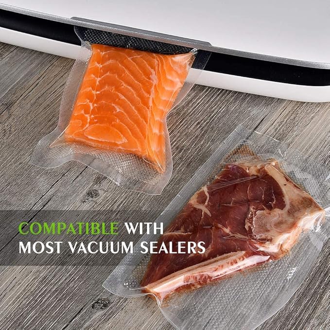 Vacuum Sealer Bags For Food - 100 Quart 6" x 10" - Commercial Grade BPA Free Bag - Durable Customized Size Food Vac Bags for Storage and Sous Vide Cooking - Puncture Prevention