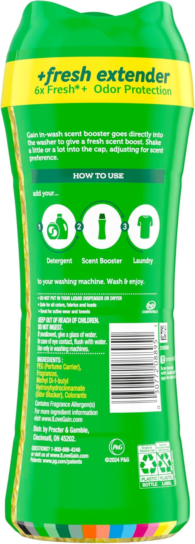 Gain Fireworks In-Wash Scent Booster Beads, Original, 9.1 oz/Pack (4 Pack)