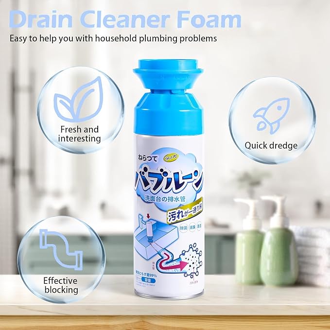 Foaming Drain Cleaner, Sink Cleaner and Deodorizer, Drain Clog Remover for Kitchen Sinks, Shower Drains, Tubs (2pcs)
