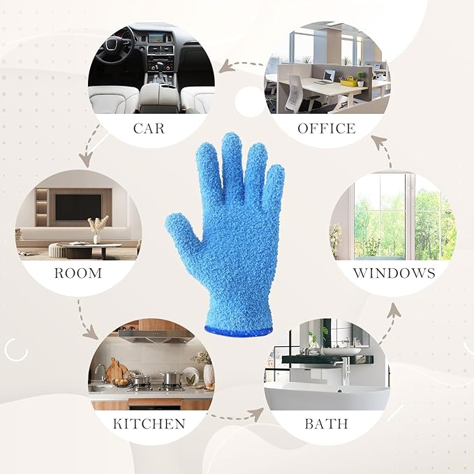Evridwear Microfiber Plant Dusting Gloves Reusable Leaf Cleaning Glove for Houseplants,Blinds,Furniture and Small Objects