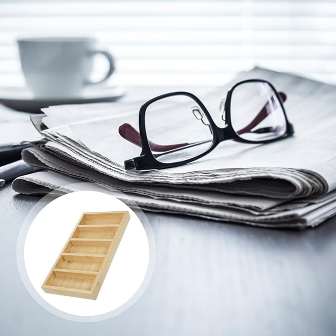 BESPORTBLE Sunglasses Organizer Tray 5-Grid Eyeglasses Storage Display Case Wear-Resistant Glasses Rack for Home Countertop Eyewear Organization