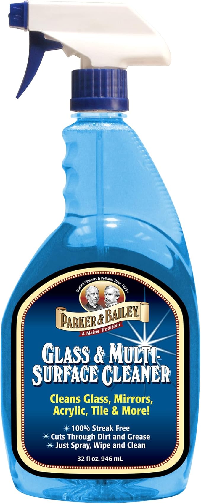 Parker & Bailey Glass & Multi-Surface Cleaner - Glass Cleaner Spray Multi Surface Cleaner Cleaning Spray Mirror Cleaner Tile Cleaner Bathroom Cleaner Multipurpose Cleaning Supplies, 32 Oz