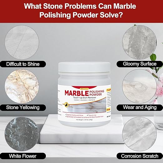 Marble Polishing Powder, Restore Shine, Remove Stains and Scratches, Suitable for Marble, Travertine, and Limestone, Perfect for Home and Commercial Use