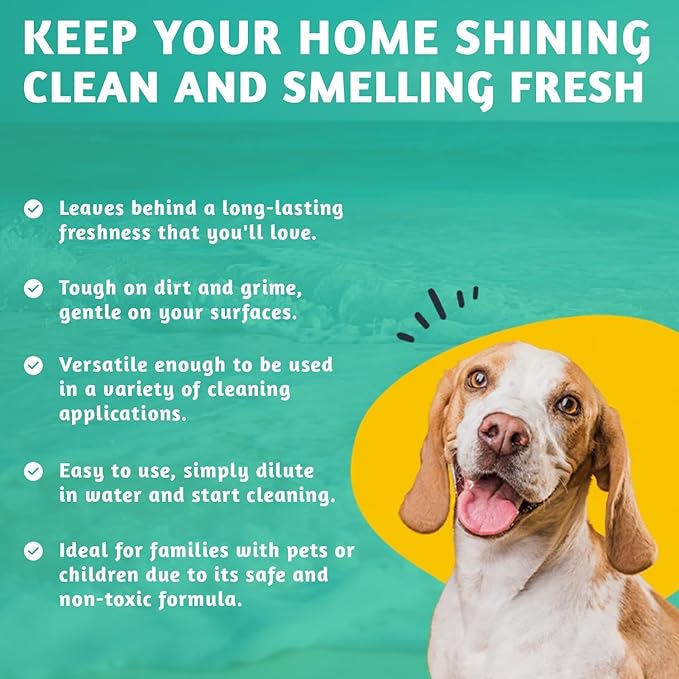 Multi Purpose Cleaner Pet Odor eliminator 64oz - Concentrate MAKES 32 GALLON - MADE IN USA- pH Neutral - Strong Floor Cleaner Odor eliminator - Stain Remover Cleaner & Deodorant (64 Fl Oz, Sky Breeze)