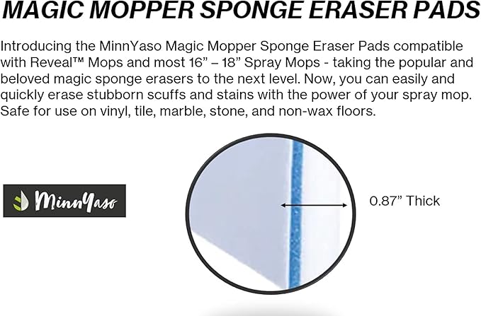Magic Sponge Eraser Pad | Compatible with Most 16" Spray Mops, Libman & Reveal | Fit 16-18" Mops | 16.5" Magic Sponge Eraser | 3 Pack