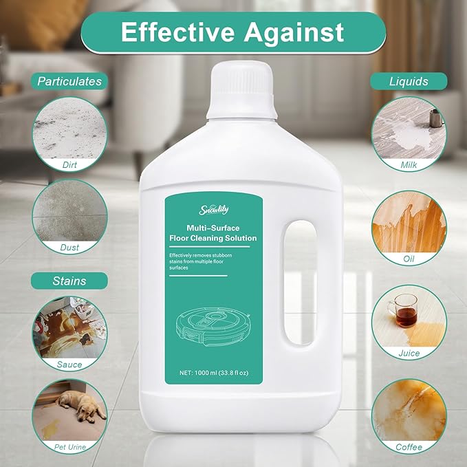 33.81 fl oz/1L Floor Cleaning Solution Compatible with Dreame Wet & Dry Vacuum, No residue & Pet-friendly, Household Floor Cleaners Suitable for Robot Vacuum Cleaners and Floor Mops, Original Scent