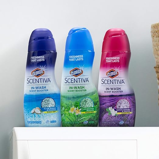 Clorox Scentiva Scent Booster Beads Laundry Freshener, Tuscan Lavender & Jasmine - In-Wash Fragrance Booster for Clothes, Odor Eliminator, Long-Lasting Fresh Scent Beads - 9.7 Ounce