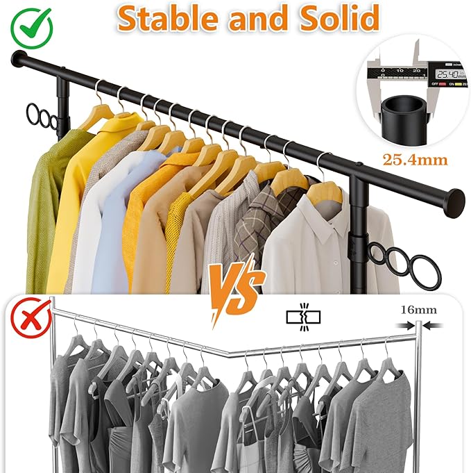 Wiracks Heavy Duty Clothes Rack Clothing Racks for Hanging Clothes Garment Rack 45" Lx15.8 W x 67" H Rolling Clothes Rack with Wheels