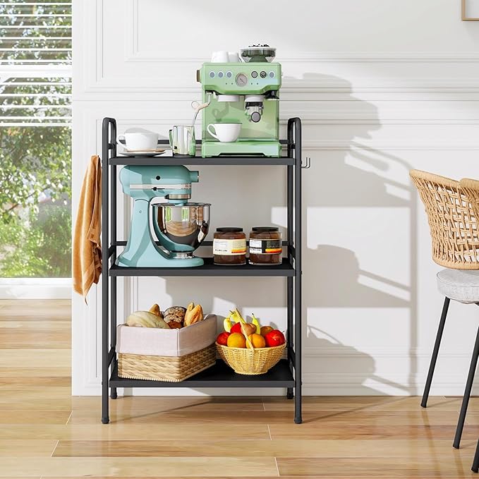 HDANI Storage Shelves, 3-Tier Metal Storage Rack with Shelf,Shelf Organizer,Garage Standing Shelving Unit for Laundry,Bathroom,Kitchen,Pantry, Closet,23.6''W X 13.8''D X 36.2 H'',Black