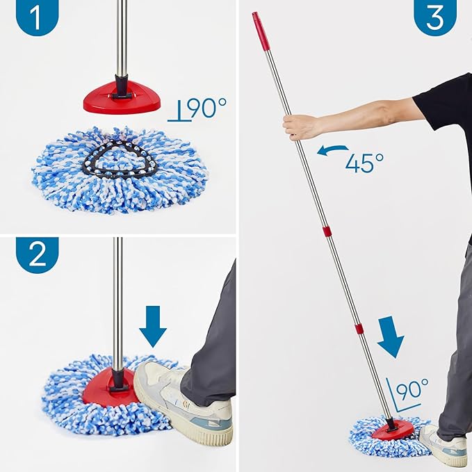 Matthew Cleaning 6Pack Blue Microfiber Spin Mop Replacement Head Compatible with EasyWring Spin Mop Replace Head-EasyWring High Absorbency,Machine Washable, Microfiber Spin Mop Refills