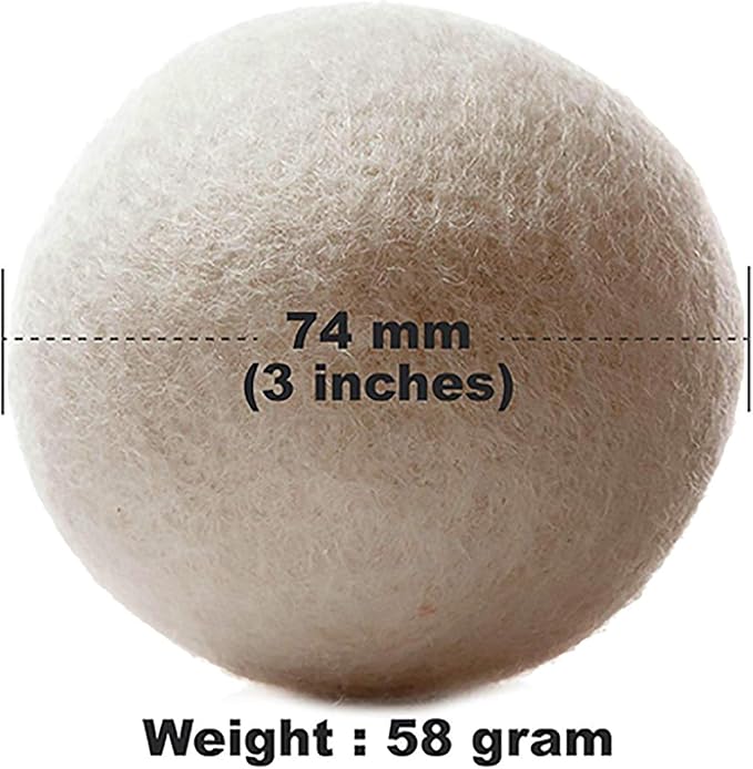 (WB0006-6 Pk Wool Dryer Balls - Premium XL Organic Eco-Friendly Natural Unscented Non-Toxic Felt Laundry Balls, Anti-Static, Chemical Free, Fabric Softener, 100% Natural New Zealand Wool