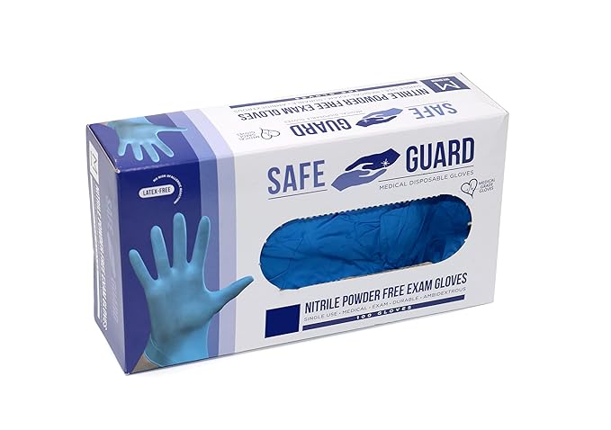 Safeguard Nitrile Disposable Gloves, Powder Free and Latex Free, Food Prep, Cooking, Cleaning Use, 100 Count, Size X-Large, Blue