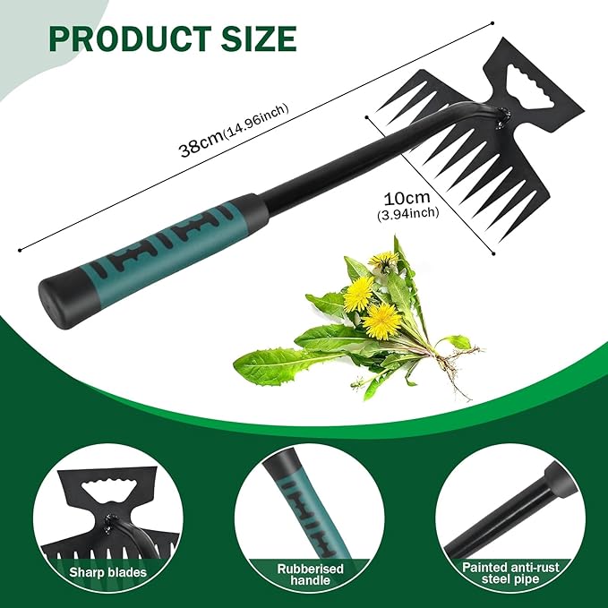 Weed Remover Tool,Portable Garden Weeder Tool,2026 New Gardening Weeding Tools,for Garden Hand Tools for Vegetable Gardening Backyard Farm Planting & Uprooting Weeding Tool (11 Teeth)