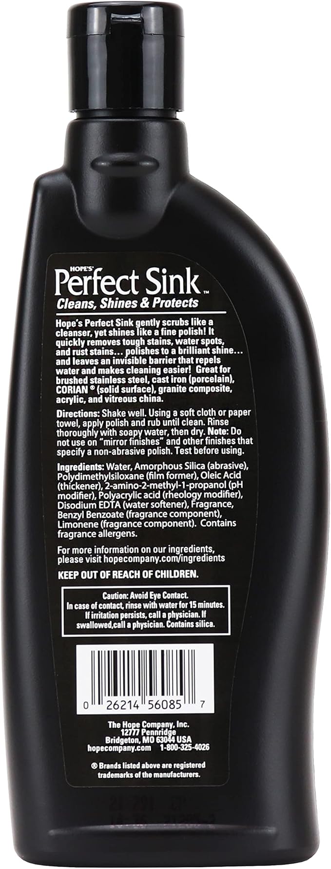 HOPE'S Perfect Sink 8.5 oz Sink Cleaner and Polish, Restorative, Water-Repellant Formula, Stain Remover, Good for Stainless Steel, Cast Iron, Porcelain, Corian, Composite, 12 Pack