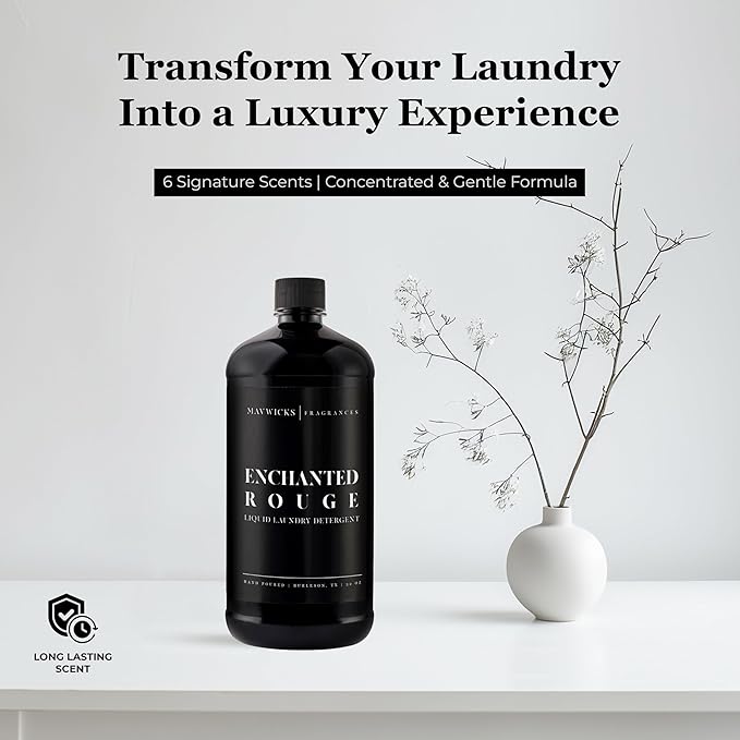 Laundry Liquid Detergent (Enchanted Rouge) - 32 Oz Laundry Perfume Bottle for Men & Women, Stain & Odor Remover, Deep Clean, Long-Lasting Fragrance and Freshness for All Fabrics