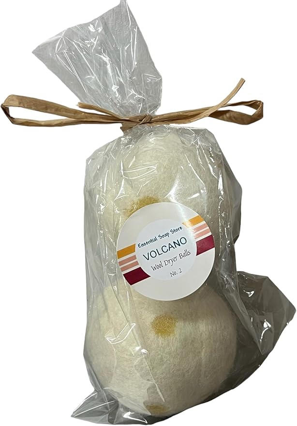 Fragrant, Natural Fabric Softener 100% Organic Premium New Zealand Wool, No Fillers, Anti Static, Lint Free, White 2 Count. (Volcano)