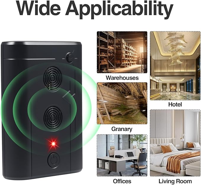 4 Pack Ultrasonic Bat Repellent Devices- Adjustable Frequency Convenient Bats Removal Device& Bird Repeller,Suitable for Bat Repellent for Attic for Home, Garage, Warehouse and Porches.