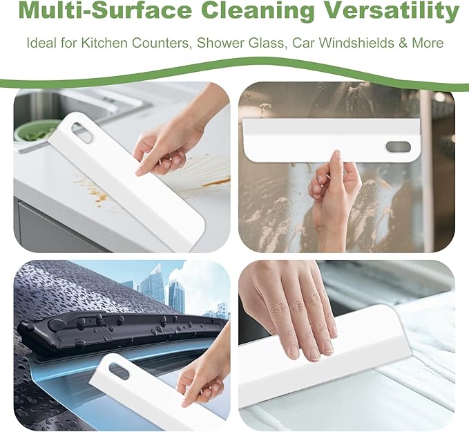 Kitchen Sink Squeegee Samll Silicone Scraper Brush Tool for Countertop Glass Shower Doors Mirrors Bathroom Walls Car Windshield Tiny Windows Compact Soft Clear Tile Window Squeegees 8.6in