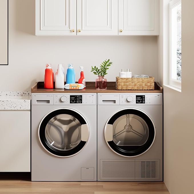 OAKHAM HOME Washer Dryer Countertop 54" W x 27.5"D Washer Dryer Topper with Non-Slip Pads Laundry Countertop for Laundry Room Organization and Storage, Walnut