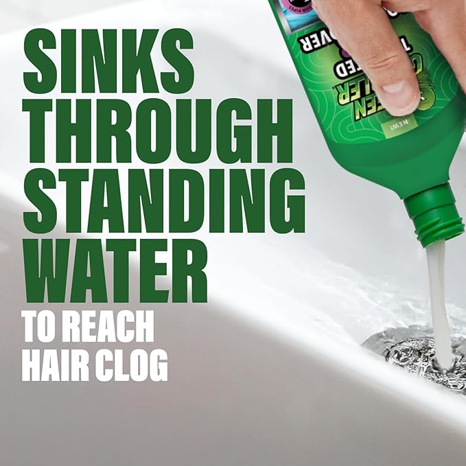 Green Gobbler Hair Drain Clog Remover | Formulated to Quickly Dissolve Hair Clogs