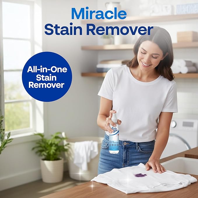 Earth Breeze Miracle Stain Remover Spray – Powerful All-In-One Solution - Removes Virtually All Household Stains – No Harsh Chemicals – Made in USA – Effective Tough Stain Eliminator – 8fl oz.