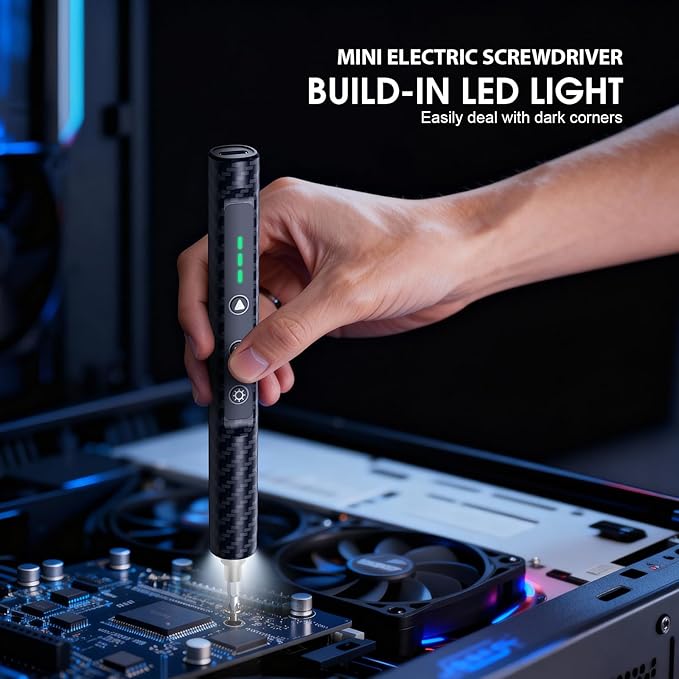 56 in 1 Precision Mini Electric Screwdriver Set, Cordless & Rechargeable Kit with 52 S2 Magnetic Bits for Electronics Repair, Phone, Laptop, Glasses, PC Building