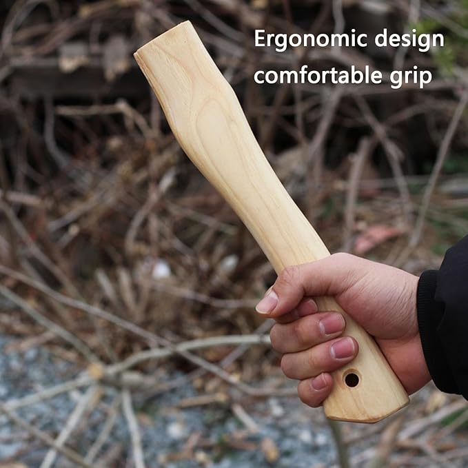 2 Pack Axe Handle Replacement for Camping Gardening Axe, 13in Hickory Hatchet Handle Replacement with Wooden and Steel Wedges Camping Essentials