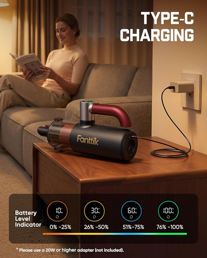 Fanttik Cruise V11 APEX Handheld Vacuum Cordless, 4-in-1 Vacuum Cleaner with 180° Rotatable Handle, 145W Brushless Motor, LED Touch Screen, 3 Suction Modes for Home Corners, Kitchen, Car, Crevices