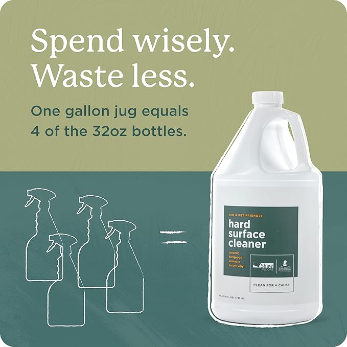 Shaw Floors Hard Surface Cleaner- 128 Fl Oz - Refill for Spray Mops and Spray Bottles - Ideal for Hardwood, Vinyl, Ceramic, Glass, Countertops, and MORE | Makes 4 (32oz) bottles
