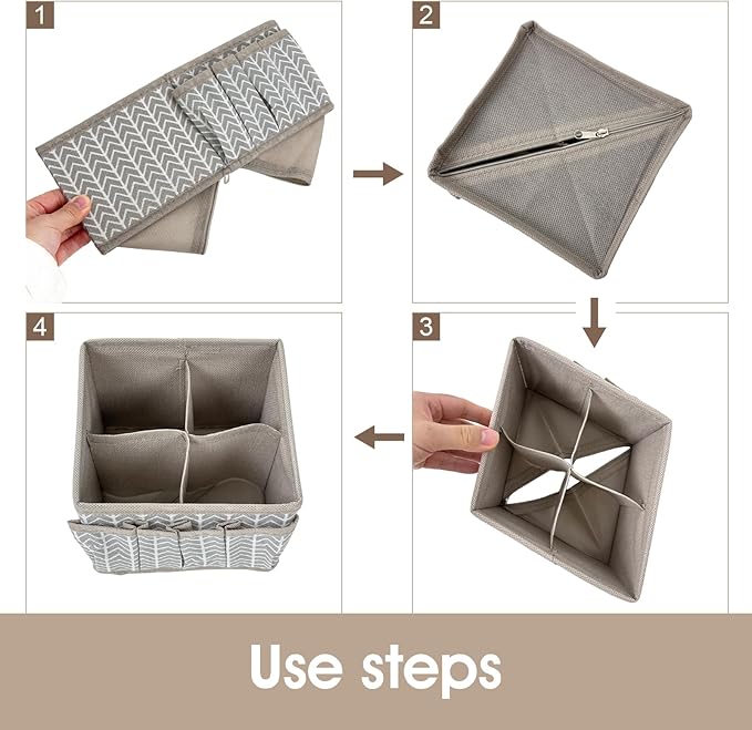 VERONLY Cosmetic Storage Bins Makeup Organizer, Adjustable Multifunction Storage Box Desk Drawer Divider for Makeup Brushes, Bathroom Countertop or Dresser, Set of 4 (Grey)