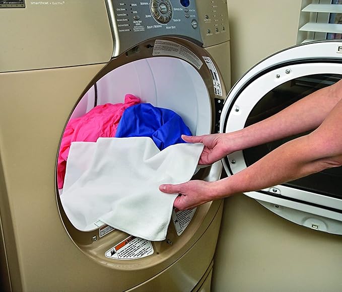 Microfiber Dryer Wrinkle Release Towel - Reusable Anti-Wrinkle Remover Sheet for Drying Machine Set Of 2 | White Wrinkle-Free Renewal Fabric Softener Cloth -1 Pack By Cadie