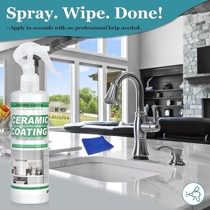 Stainless Steel Coating, 512ML Ceramic Coating for Stainless Steel, Anti Fingerprint Spray, Cerami Coat for Appliances, Stain Resistant, for Appliances, Glass, Tile