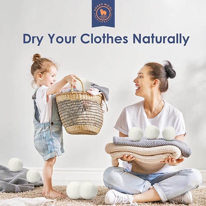 Wool Dryer Balls Handmade 3 Pack XL,Organic Laundry Dryer Balls,100% New Zealand Wool Natural Fabric Softener,Reusable 1000 Loads,Wrinkles Free, Shorten Drying Time,Baby Safe (3 Pack,White)