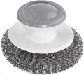 Onewly 24Pack Steel Wool Scrubber with Handle, Stainless Steel Scrubber for Cleaning Cast Iron, Dishes, Stock Pots, Pans, Griddles, Grills